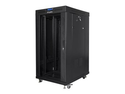 Lanberg Lanberg | Rack cabinet 19" free-standing 22U/800x800 (flat pack) with glass door, LCD | FF01-8822-12BL | Black FF01-8822-12BL