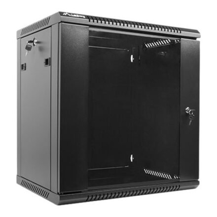 Lanberg Lanberg | Rack cabinet 19" wall-mount 12U/600x450 (flat pack) with glass door | WF01-6412-10B | Black WF01-6412-10B