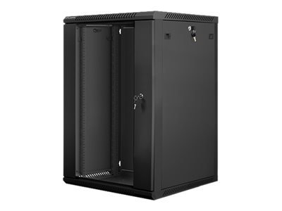 Lanberg Lanberg | Rack cabinet 19" wall-mount 18U/600x600 (flat pack) with glass door | WF01-6618-10B | Black WF01-6618-10B