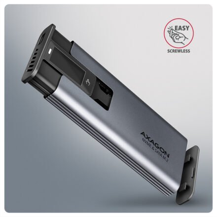 AXAGON AXAGON External USB-C 10Gbps metal box with info display for M.2 NVMe and SATA SSD | EEM2-SD2 EEM2-SD2