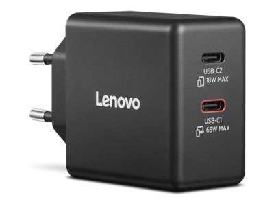Lenovo Lenovo Dual USB-C 65W GaN Charger - EU | USB-C | Charger 40AW065BEU