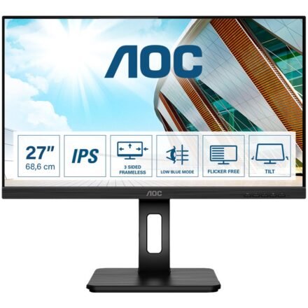 AOC AOC | LED Monitor | 27P2Q | 27 " | IPS | FHD | 16:9 | 75 Hz | 4 ms | 1920 x 1080 | 250 cd/m² | Headphone out (3.5mm) | HDMI ports quantity 1 | Black | Warranty 36 month(s) 27P2Q