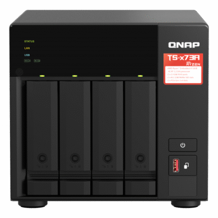 QNAP QNAP | 4-Bay QTS and QuTS hero NAS | TS-473A-8G | Up to 4 HDD/SSD Hot-Swap | AMD Ryzen | Ryzen V1500B Quad-Core | Processor frequency 2.2 GHz | 8 GB | DDR4 TS-473A-8G