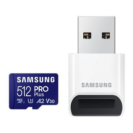 Samsung Samsung | PRO Plus microSD Card with USB Adapter | 512 GB | MicroSDXC | Flash memory class U3, V30, A2 MB-MD512SB/WW